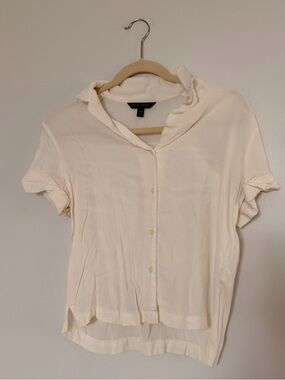 Banana Republic Off-White Short-Sleeve Button Down Top